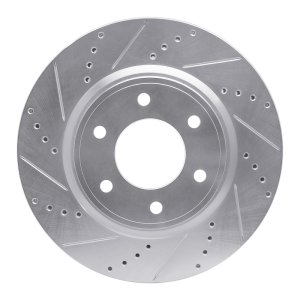 Infiniti QX56 Brake Rotor (1) - Front Left - R1 Concepts - Drilled & Slotted - Silver - `07-`24